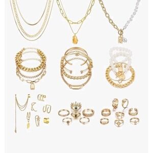 IFKM Gold Plated 36 Pcs Jewelry Set for Women Girls